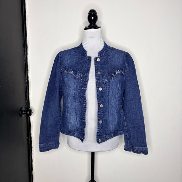 Tommy Hilfiger Tommy Girl Ruffle Denim Jacket Women’s M-L Jean Coat - Picture 2 of 11